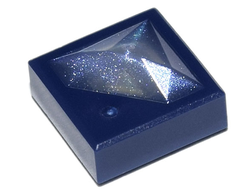 Tile, Modified 1 x 1 x 2/3 with Raised Satin Trans-Clear Diamond Pattern, Dark Blue (72078pb01 / 6322171)