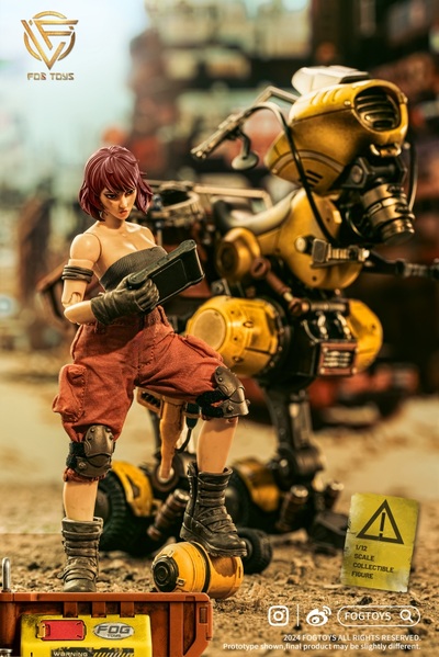 Девочка-механик с мотоциклом - Коллекционная фигурка 1/12 SCALE Fantasy Alphabet Series “M” (EA02) - FOGTOYS