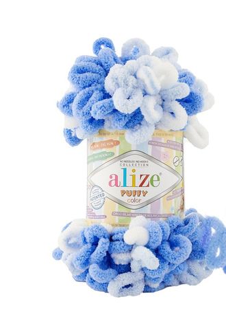 Пряжа Alize Puffy (Ализе Пуффи) / Puffy Color 100% микрополиэстер, пряжа с петельками, вязание руками 9,2 м 100 гр, цвет 6371