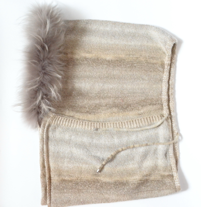 Вязаный палантин для женщин зимний с мехом