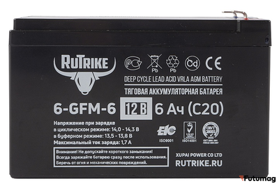 Тяговый аккумулятор RuTrike 6-GFM-6 (12V6A/H C20)