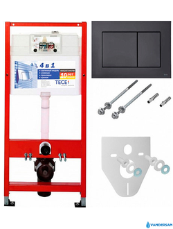 Инсталляция для подвесного унитаза TECE 9400012 с черной клавишей TECEnow, кнопки прямоугольной форм