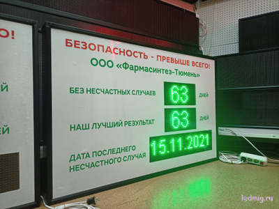 Электронное табло без несчастных случаев, наш лучший результат, дата последнего несчастного случая 850*1330