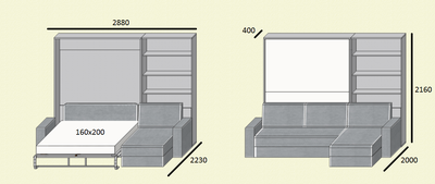 Шкаф-кровать с угловым диваном "Саймон" 160х200