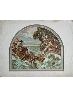 "Прыжок Телля" литография Ernst Stückelberg / Heinrich Schlumfp 1880-е годы