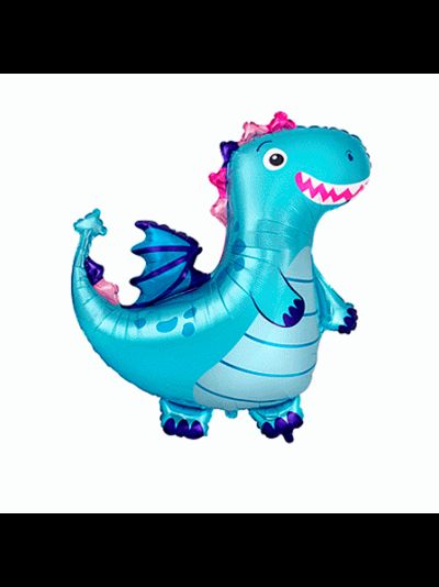 Фольгированная фигура с гелием "Динозаврик голубой"