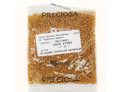 БИСЕР PRECIOSA 10/0 - 50г - 17050 ПРОЗРАЧНЫЙ С СЕРЕБРЯНОЙ ЛИНИЕЙ ВНУТРИ ЗОЛОТИСТЫЙ (ОГОНЁК)