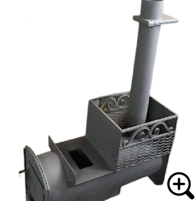 Дровяная банная печь ТОРПЕДА-1, открытая каменка. (+Бак 60 литров)