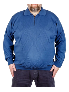 Джемпер - пуловер мужской большого размера 6598-2705 (Размеры: 60-80) Цвет: джинс