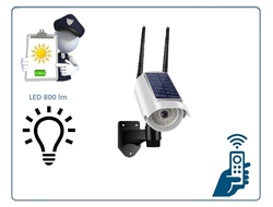 DE/SK8 Муляж уличной Wi-Fi видеокамеры + светильник. Встроенный аккумулятор + солнечная панель. + пульт управления.