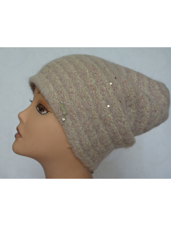 Розовая шапка женская с пайетками Vizio Италия 6507 CL фото