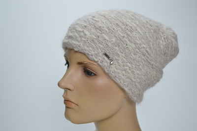 Итальянская вязаная шапка бини розовая Визио 1327