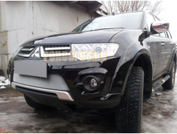 Защита радиатора Mitsubishi L200 2014-2015 (калуга)/Pajero Sport 2014-2016 (калуга) chrome