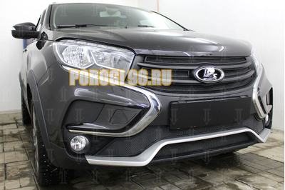 Защита радиатора Lada Xray Cross 2018- (2 части) black низ