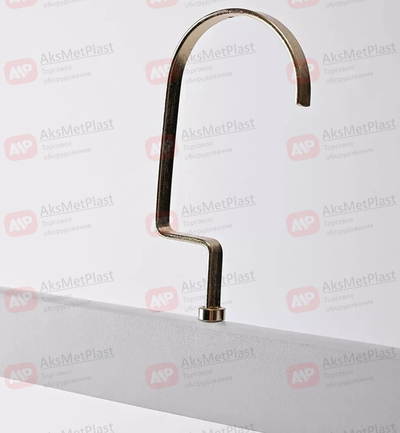 T88W Вешалка деревянная белая с зажимами и крючком золото L=320 мм