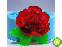 Роза с листочками 2, силиконовая форма для мыла