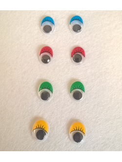 Глаза овальные, 12х16 мм микс с ресницами