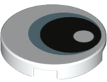 Tile, Round 2 x 2 with Bottom Stud Holder with Eye with  Metallic Light Blue Iris and Black Pupil Pattern, White (14769pb264 / 6252746)