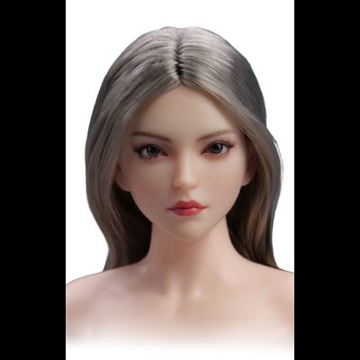 Женская голова (скульпт) с длинными серебристыми волосами и подвижными глазами - 1/6 scale Asian Female Head Sculpt with Movable Eyes (YMT106B) - YMTOYS