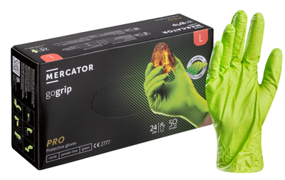 Перчатки нитриловые ОСОБОПРОЧНЫЕ с текстурированной ладонью GOGRIP, ЗЕЛЕНЫЕ