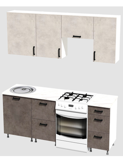 Кухня эконом 1,5 метра (600х500х400) Цвет: Цемент светлый/Цемент темный