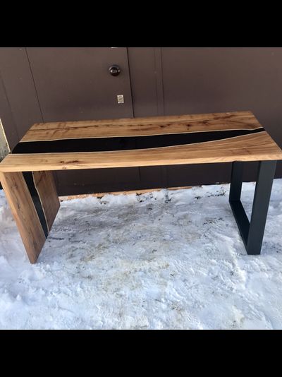 стол - река водопад из слэбов карагача