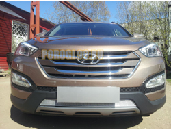 Защита радиатора Hyundai Santa Fe 2012-2015 chrome PREMIUM