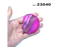 Агат натуральный тонированный (срез) розовый арт.23040: с отв. - 34,3г - 63*53*5мм