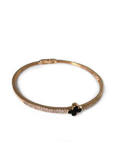 (АРТИКУЛ: 6556/33) БРАСЛЕТ ЖЕНСКИЙ, МЕТАЛЛ ЦВЕТ "ЗОЛОТО", МЕЛКИЕ СТРАЗЫ, ЧЕРНЫЙ ОНИКС