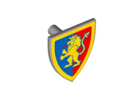 Minifigure, Shield Triangular Short with Yellow Lion with Raised Foot on Blue and Red Background with Border Pattern, Light Bluish Gray (3846pb063 6428494)