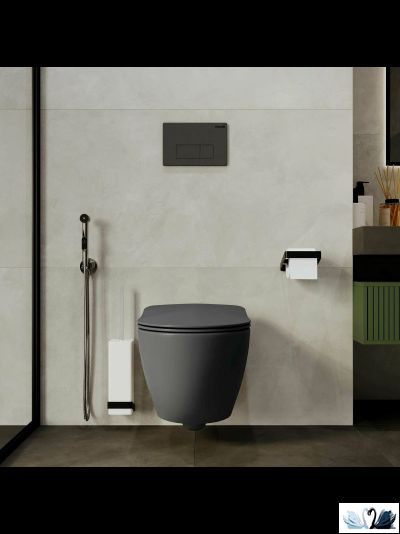 Унитаз Creavit Free FE322-11AM00E-0000 с сиденьем микролифт, Antrasit, подвесной безободковый, графит, матовый