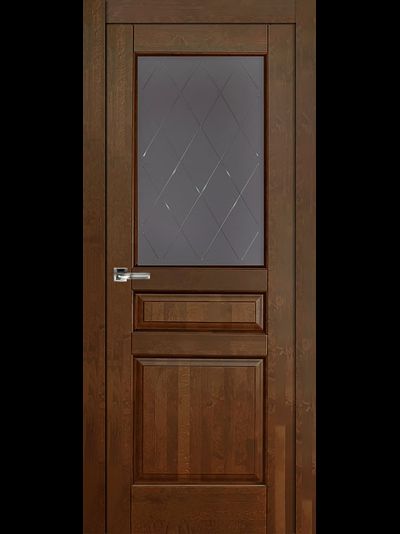 Дверь со стеклом Валенсия массив ольхи, античный орех