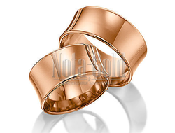 Классические широкие обручальные кольца из красного золота с вогнутым профилем