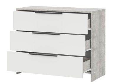 Камелия комод 3 ящика Цемент светлый / Белый текстурный