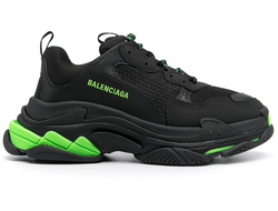 Кроссовки Balenciaga Triple S черные с зеленым женские