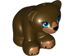 Bear, Friends / Elves, Baby Cub, Sitting with Black Nose, Dark Azure Eyes and Dark Tan Paws and Muzzle Pattern, Dark Brown (14732pb01 / 6055378 / 6139581)