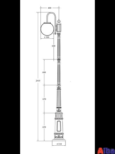 Globo 882010 L /10A E7 down Парковый светильник
