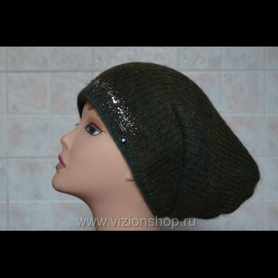 Зеленая шапка женская  Vizio Италия 5872 чулок зима 2018