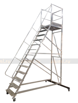Лестница с площадкой ЛС, лестница с платформой, площадка передвижная, вышка-стремянка, стремянка пед