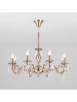 Классическая люстра с хрусталем 10102/8 античная бронза/прозрачный хрусталь Strotskis