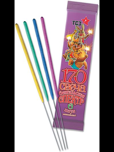 Бенгальский огонь "Ассорти" Цветное пламя,  17 см, 6 шт