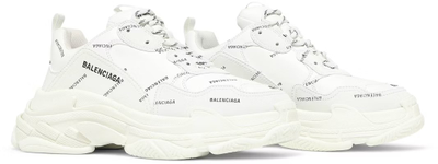 Balenciaga Triple S Trainer Allover Logo White женские