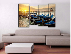 Модульная картина "Гондальеры на пристани"