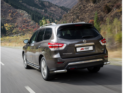 Защита заднего бампера "уголки" d76 Nissan Pathfinder 2015 (Ниссан Патфайндер 2015)