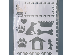Сонет Трафарет, собака, кошка, лапы, 25.5x20,5 см, плаcтиковый