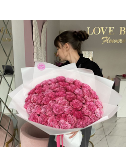 БУКЕТ ИЗ 51 ЯРКО РОЗОВОЙ ПИОНОВИДНОЙ РОЗЫ