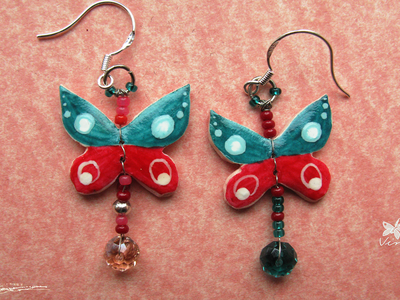 Яркие серьги в виде бабочек авторской работы - серьги "Мотыльки"