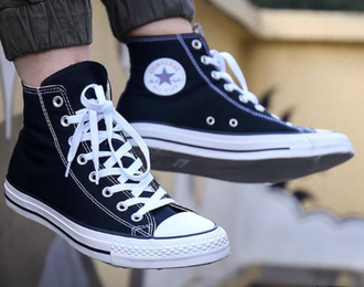 Converse чернo-белые высокие