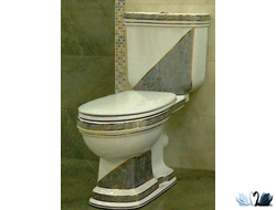 Напольный унитаз-биде Creavit Klasik с серым диагональным декором. Стиль Ретро.