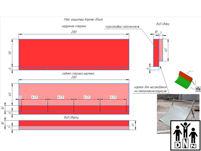 Мат защитный для горнолыжных трасс "Карман" 0,5*2*0,17 крепление на люверсах DNN